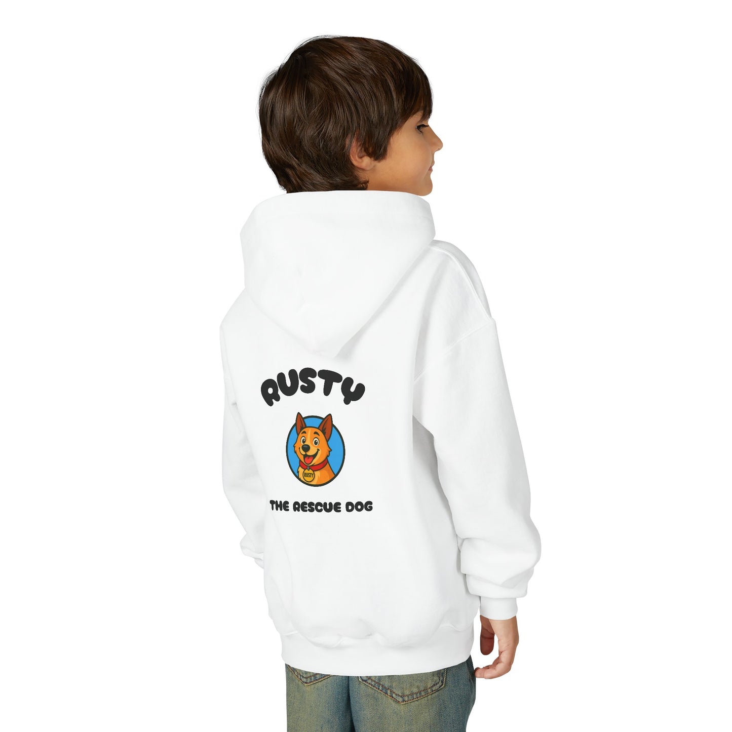 Youth Hooded Sweatshirt | Rusty the Rescue Dog