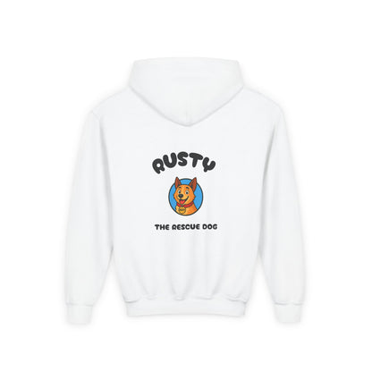 Youth Hooded Sweatshirt | Rusty the Rescue Dog